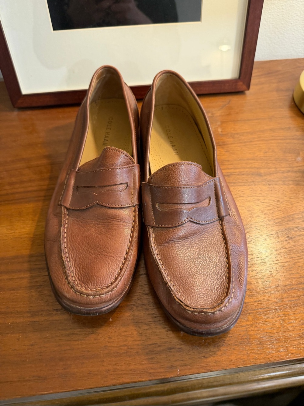 Cole Haan Men's Chestnut Brown Leather Penny Loafers